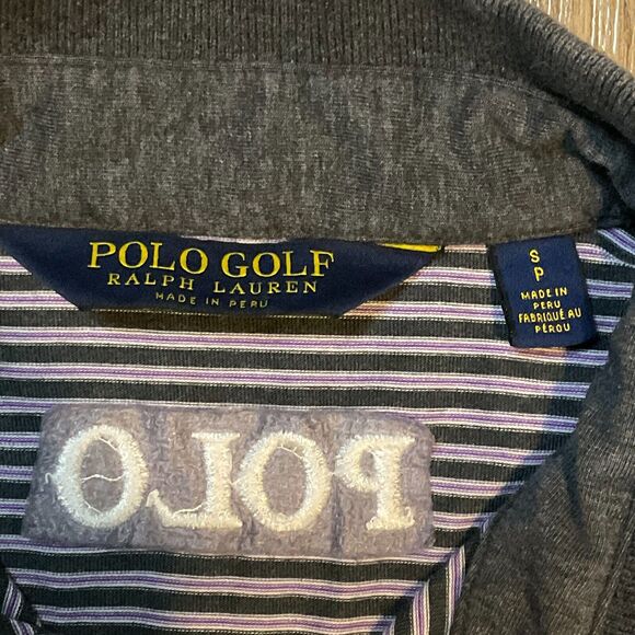 POLO GOLF Ralph Lauren Gray Stripe POLO SHIRT Citi‎ Mens Size Small big Pony - Picture 3 of 10